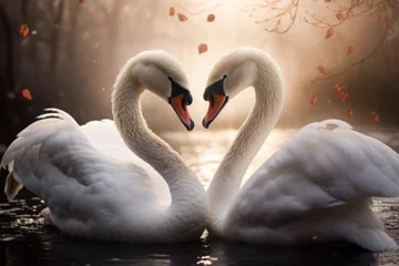 Foto op Plexiglas a pair of swans are kissing © Yoshimura