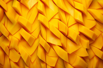 Slices of yellow cut mango fruit background - obrazy, fototapety, plakaty
