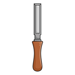 Chisel tool icon in cartoon style isolated on white background vector illustration