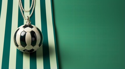 Dazzling Festive Jewelry: Stunning Soccer Ball Pendant, Gold & Silver Chains for Christmas Ornaments & Fashionable Accessories, generative AI