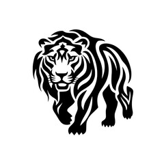 Lion Tiger Abstract Line art Illustration Logo Coloring Page Black White