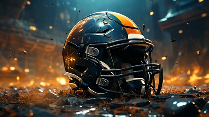 Sports protective helmet for playing American football - obrazy, fototapety, plakaty