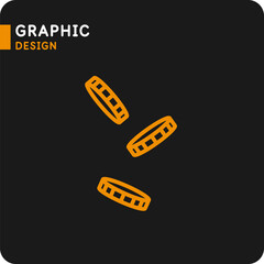 The image represents falling coins. An icon with an image of metal money. Financial transactions.