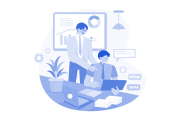 Two Guys Are Working With Files And Data