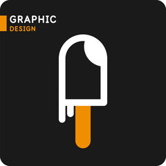 The image represents ice cream. Vector illustration in a simple style. Popsicle icon. A milk-based product.