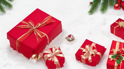 Christmas festival christmas tree gift box christmas background christmas day AI generative.