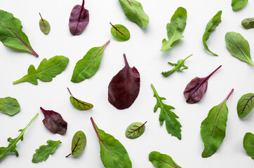 Salad Leaves on white background