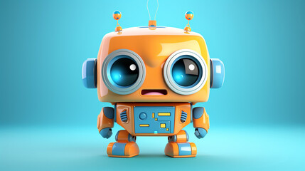 Fototapeta premium Cute Robot Toy 3D Robot Illustration