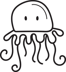 jellyfish hand drawn outline