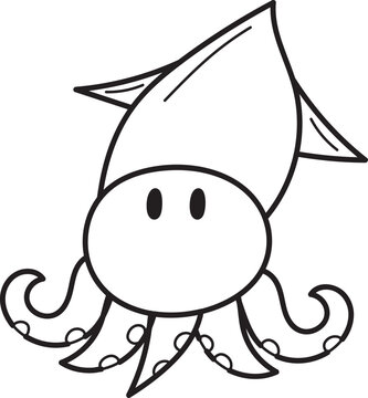 Squid Hand Drawn Outline