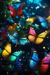 Butterfly, Beautiful Rainbow colour Butterfly, Nature's beauty inspires endless wonder, Ai Generated Image