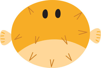 puffy fish hand drawn isolate