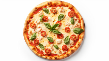 Pizza Margherita on White Isolated Background