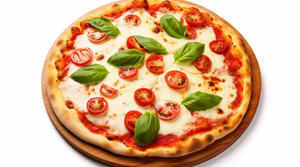 Amazing Pizza Margherita on White Isolated Background