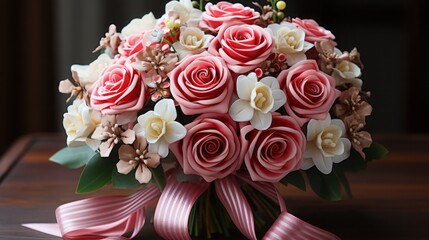 Enchanting Blooms: Embrace Love and Nature with a Pink Floral Bouquet for Weddings, Celebrations, and Anniversaries!, generative AI