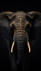Golden Majesty: An Intricate Elephant Sculpture,golden elephant,golden elephant isolated on black background