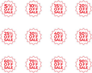 Price tags, special offer, shopping discount label. Paper sticker. Promotional sale. Vector illustration.