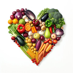Heart-shaped Cornucopia of Colorful Fruits and Vegetables,fruit and vegetables