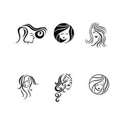 Set of elegant logos for beauty, fashion and hairstyle related businesses.