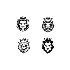 icon, logo, lion, symbol, sign, emblem, illustration, design, vector, king, animal, silhouette, graphic, isolated, royal, head, set, badge, vintage, template, strength, wild, mascot, face, label, shie