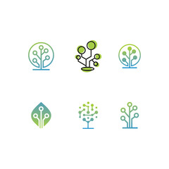 Tree tecnology Logo Designs Template Set