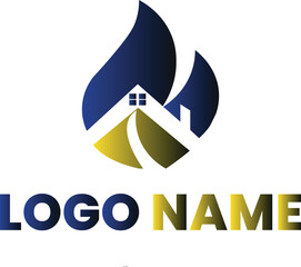 Fire and house logo. Suitable for a modern and minimalist housing logo.