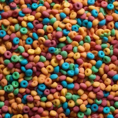 Fototapeta na wymiar A colorful bowl of fruit loops cereal with milk3