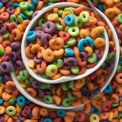 A colorful bowl of fruit loops cereal with milk2