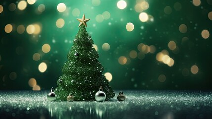 Portrait Christmas tree with sparkle background AI Generative