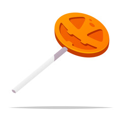 Halloween pumpkin lollipop candy vector isolated illustration