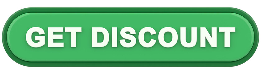 Get discount button. 3D illustration.