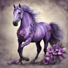 Obraz na płótnie Canvas Purple Horse Portrait, Majestic Violet Equine, Fantasy Horse in Purple Hue