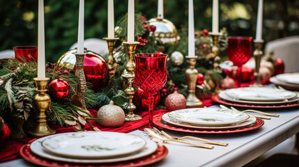Table decor, holiday tablescape and formal dinner table setting for Christmas, holidays and event celebration, English country decoration and home styling