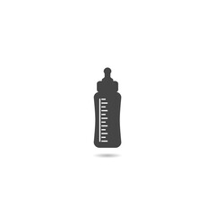 Baby milk bottle icon with shadow