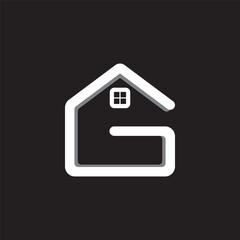 letter G house minimalist logo design.