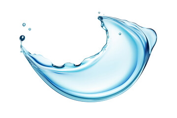 Blue water swirl splash with little bubbles isolated on clear png background, liquid flowing in form of wave - obrazy, fototapety, plakaty