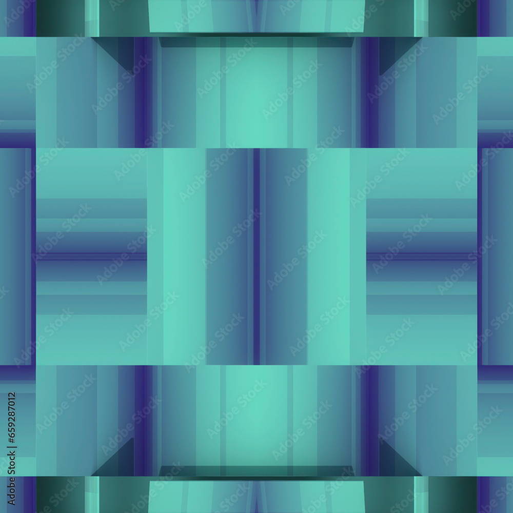 Aufkleber Symmetrical pattern of squares and rectangles, digital art. 3d rendering illustration
