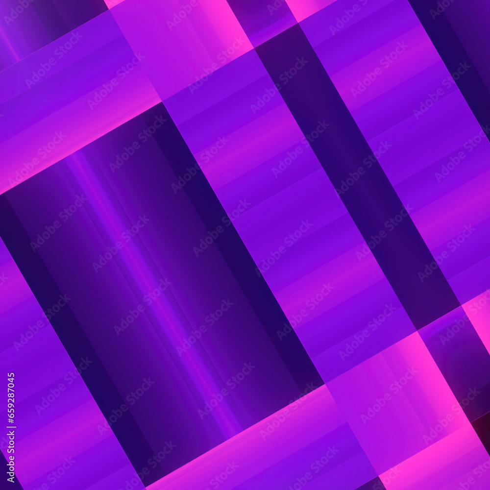 Leinwandbilder Close-up of abstract symmetrical pattern with flipping cube blocks on purple neon background. 3d rendering illustration