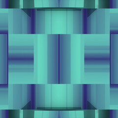 Symmetrical pattern of squares and rectangles, digital art. 3d rendering illustration