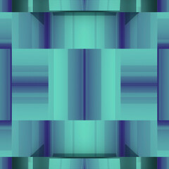 Obraz premium Symmetrical pattern of squares and rectangles, digital art. 3d rendering illustration