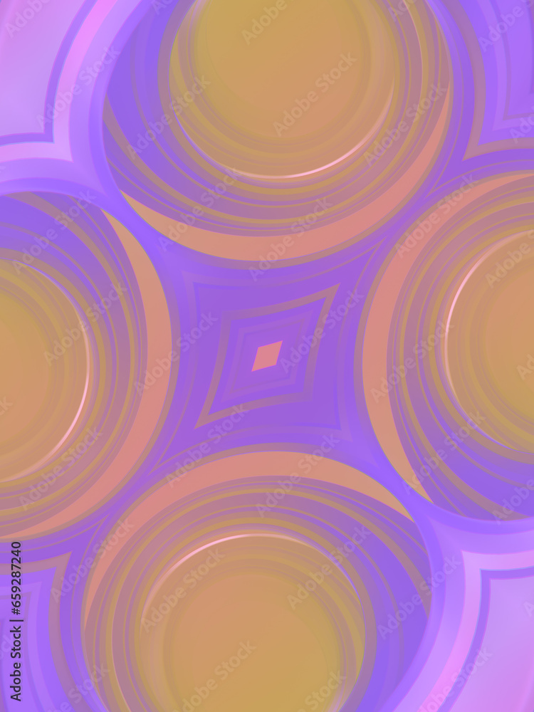 Poster Psychedelic pattern from a close up group of a pink and purple curved. 3d rendering digital illustration