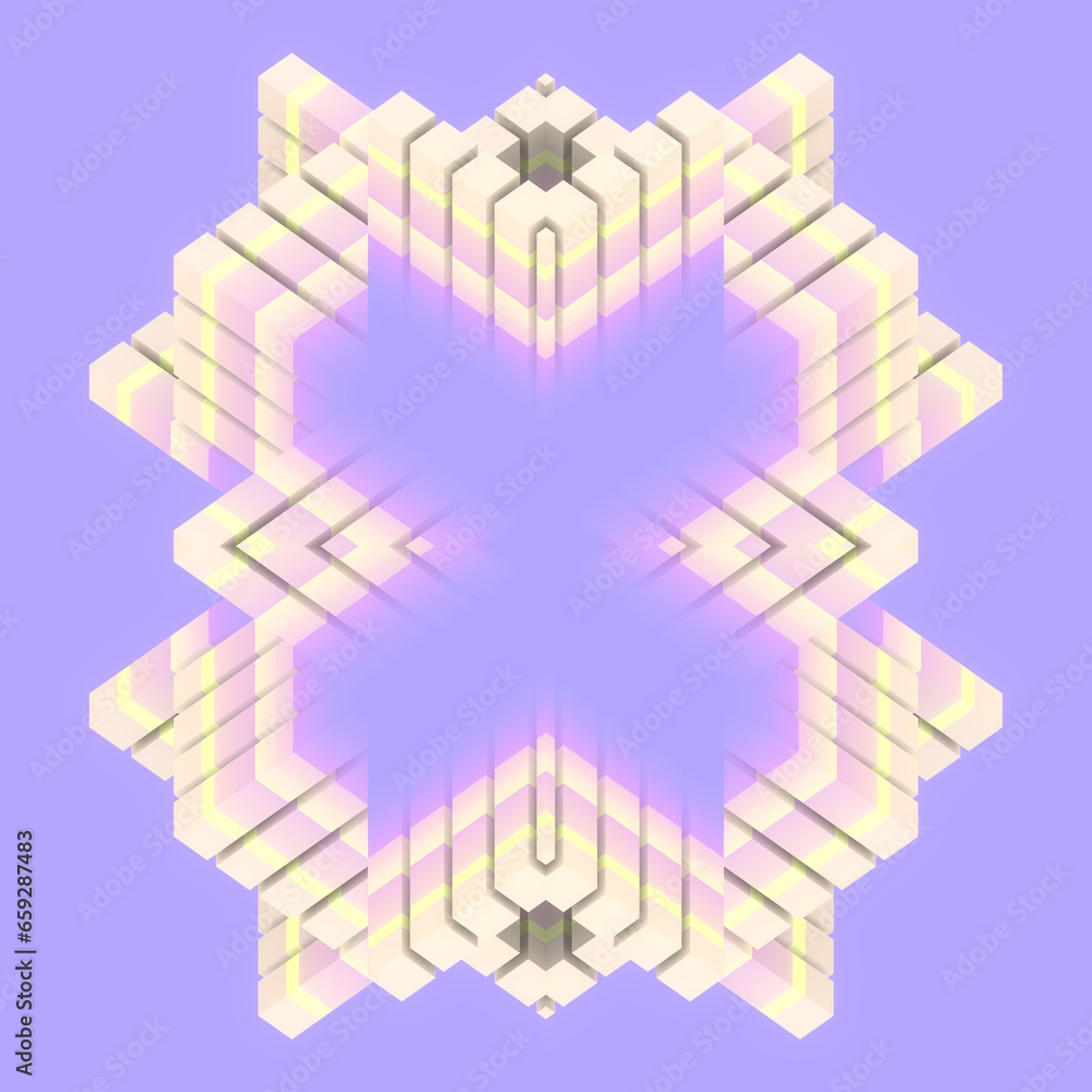 Aufkleber Trendy neon colored digital background with rectangular geometric shapes. 3d rendering illustration