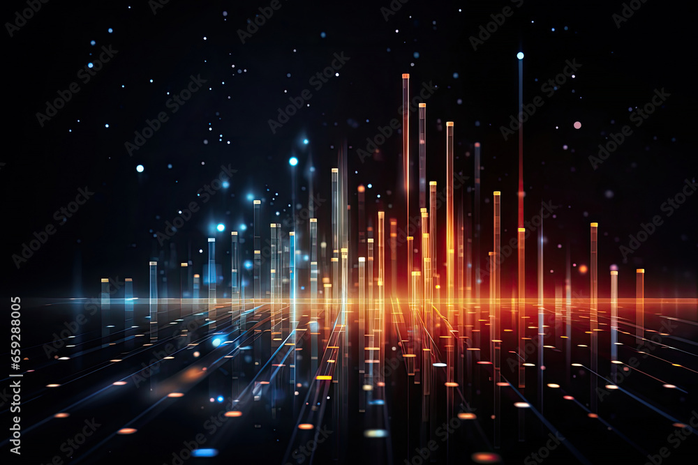 Poster smart futuristic technology with dots and lines, modern abstract dynamic motion, big data connection