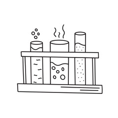Doodle style science laboratory beakers and test tubes illustration in vector format suitable for web, print, or advertising use.