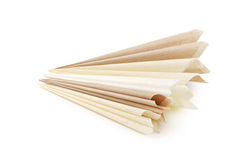 Beige paper napkins on white background studio shot