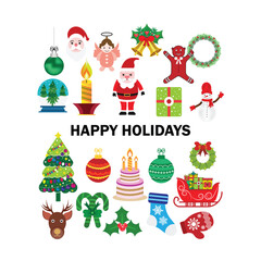 Big set of Christmas decoration elements
