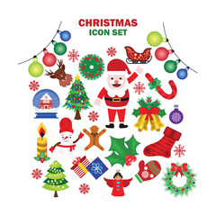 Set of Christmas elements isolated on white background