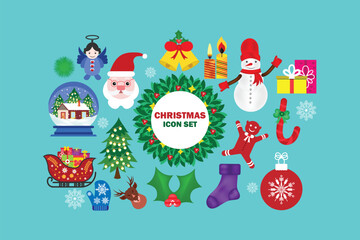 Big set of Christmas decoration elements