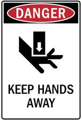 Keep hand clear warning sign and labels keep hands away
