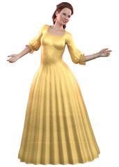 Fototapeta premium 3D Render of girl in yellow ball gown